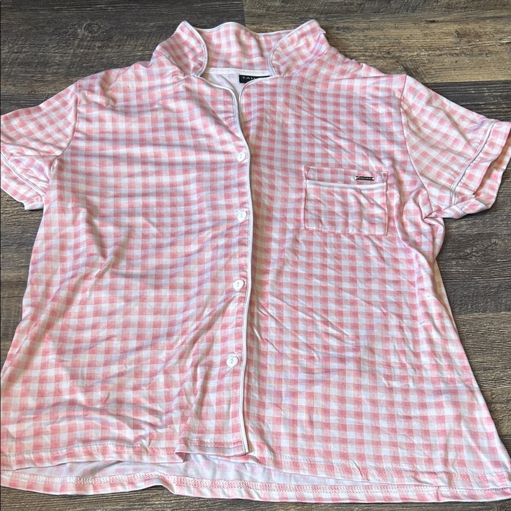 Tahari Pink Gingham Pajama Set size L - Picture 2 of 8